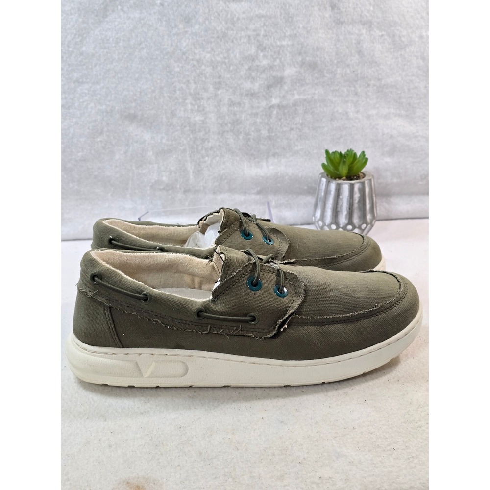 Vionic Beach Skipper Boat Shoes Olive Green Canvas Slip On Loafers Mens 10.5 - Picture 6 of 10